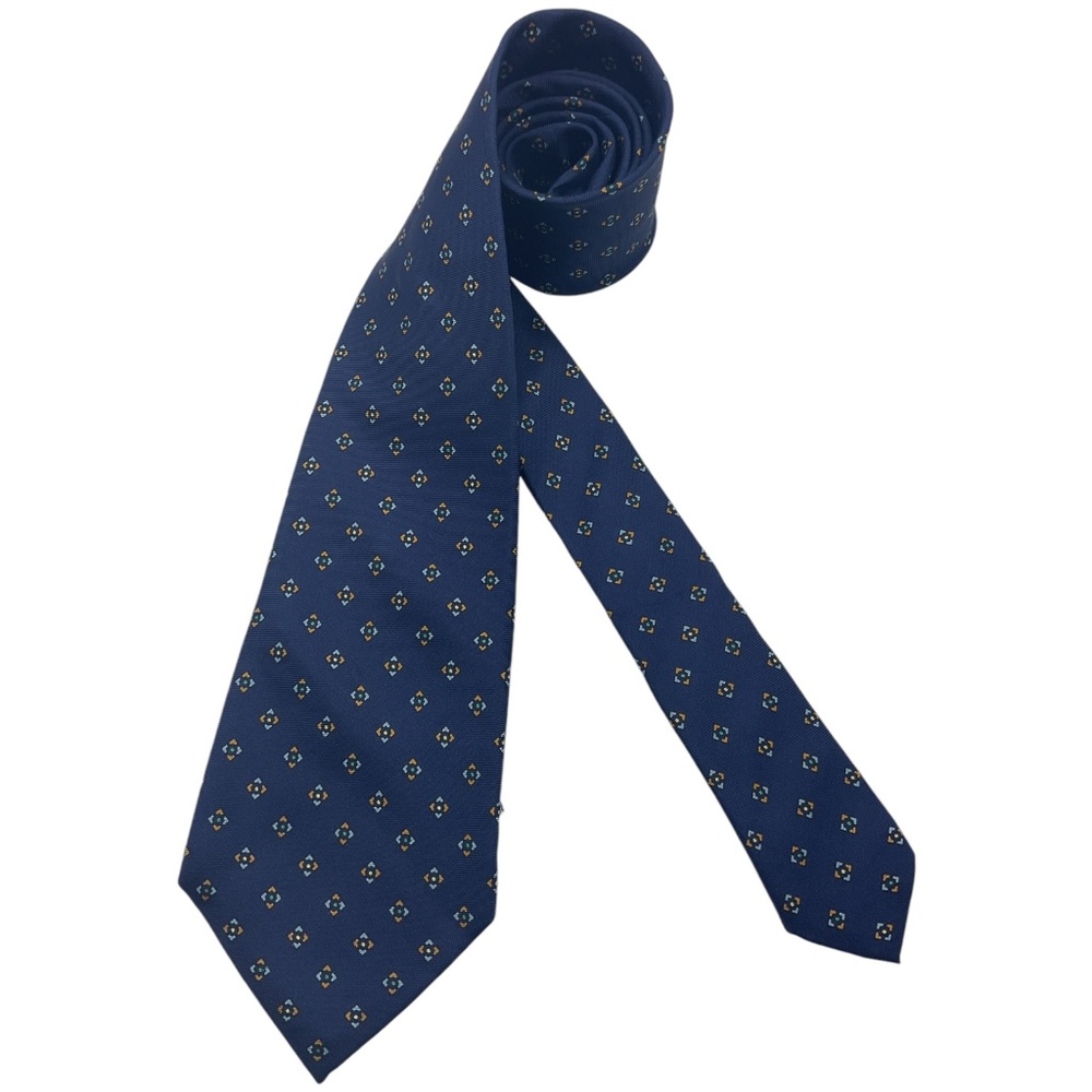 SOLD SANSEVERINO SEVENFOLD Blue Geometric Silk LUXURY Tie HANDMADE ITALY